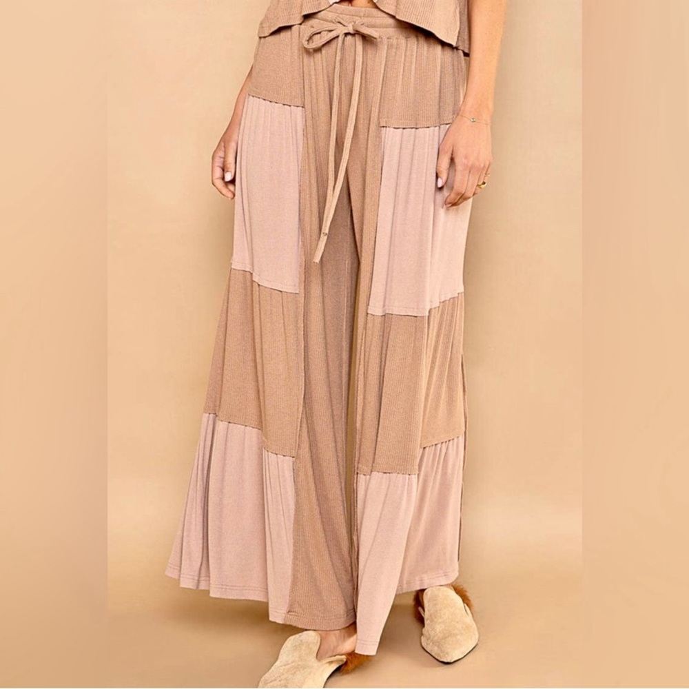 POL Mocha Latte Ribbed Knit Wide Leg Pants - Picture 5 of 5